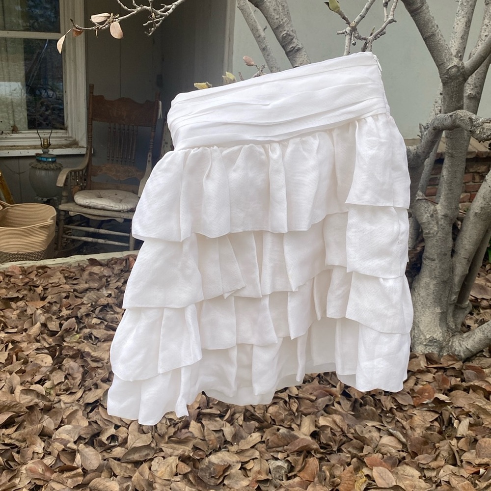 White Manoush kids zip up skirt with layering and bow